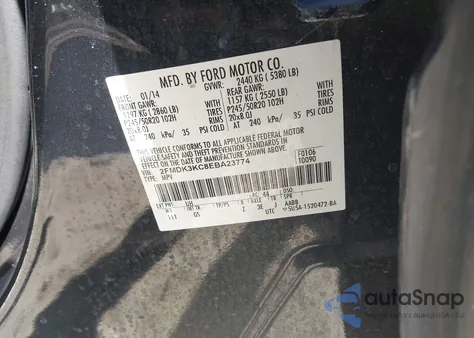 2014 Ford Edge Limited from USA, damaged, VIN 2FMDK3KC8EBA23774